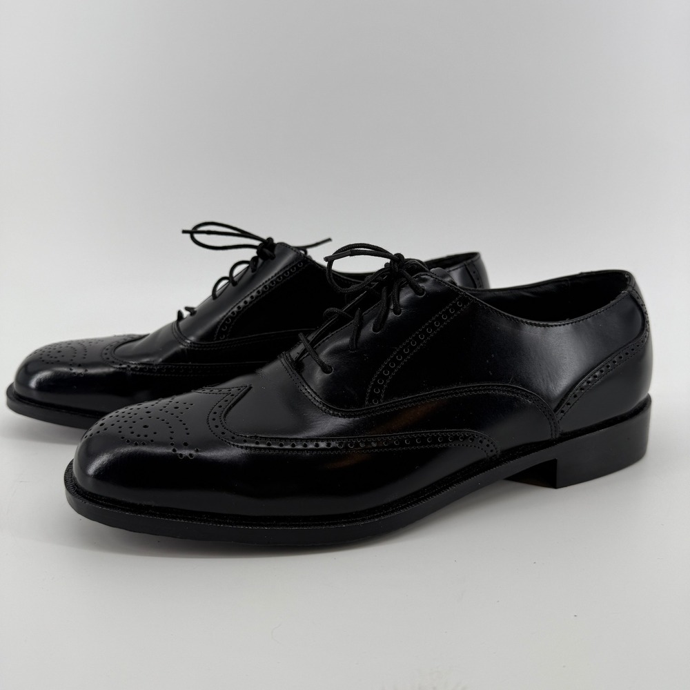 Bostonian Black Leather Wingtip Oxford Shoes Men's 10M Model 29089 Excellent